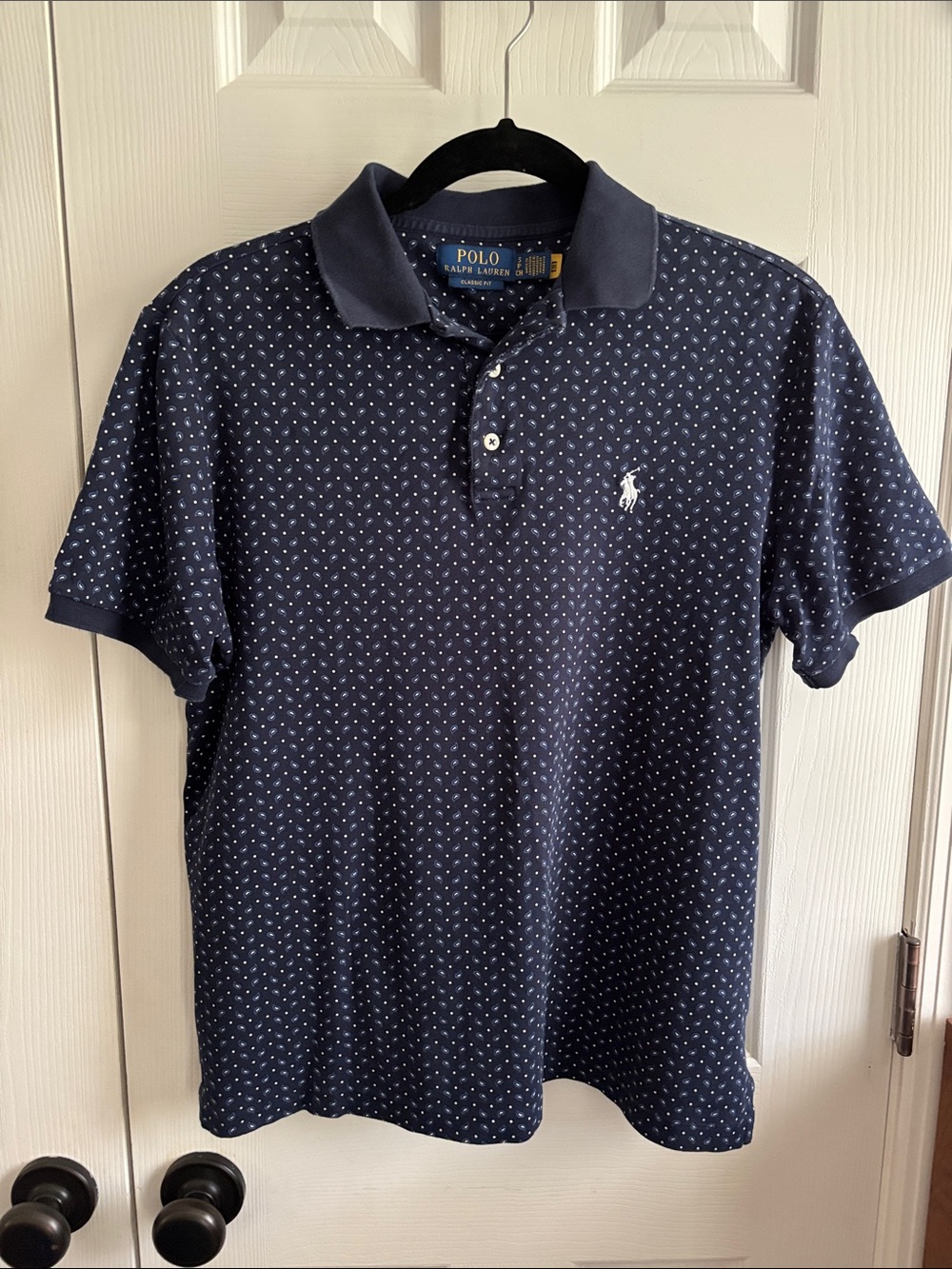 Polo by Ralph Lauren Navy Polo with White Micro Print